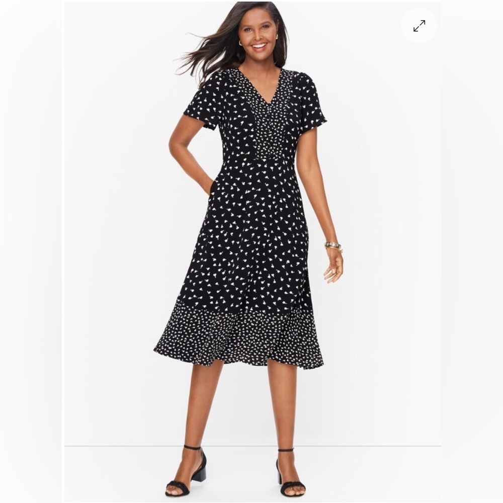 Talbots Flutter Sleeve Midi Dress